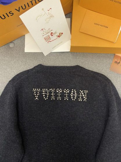 Replica Louis Vuitton Men's Embellished Long-Sleeved Merino Wool Crewneck Sweater #3735 - Image 12