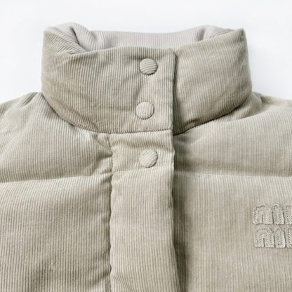Replica Miu Miu Medium-weight corduroy down jacket Sand Beige #3737 - Image 6