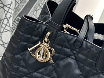 Replica Medium Dior Toujours Bag Black Macrocannage Calfskin #3622 - Image 11