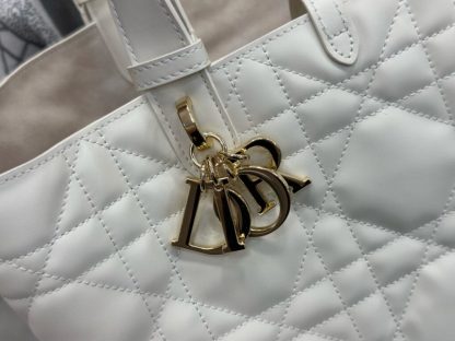 Replica Medium Dior Toujours Bag White Macrocannage Calfskin #3621 - Image 12