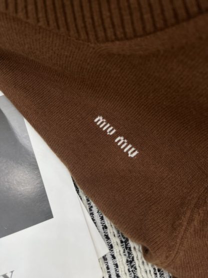 Replica Miu Miu Cashmere knit cardigan sweater brown #3887 - Image 2