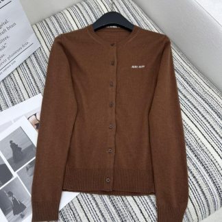 Replica Miu Miu Cashmere knit cardigan with Buttons brown #3884