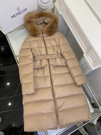 Replica Moncler Women's Boedic Long Down Jacket Camel Beige #3755 - Image 5