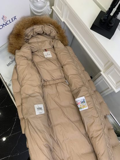 Replica Moncler Women's Boedic Long Down Jacket Camel Beige #3755 - Image 9
