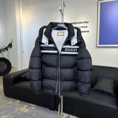 Replica GUCCI MEN'S NAVY NYLON PUFFER HOODED DOWN JACKET #3838 - Image 4