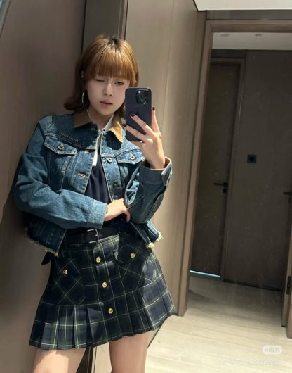 Replica Miu Miu Denim blouson jacket Women 2025 navy blue #3870 - Image 10