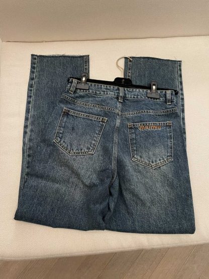 Replica Miu Miu Denim five-pocket jeans Navy Wholesale Quality Denim 1:1 Copy #3878 - Image 8