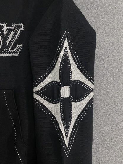 Replica Louis Vuitton Graphic Intarsia Zipped Cotton Hoodie For Men 1AFXKW #3854 - Image 3