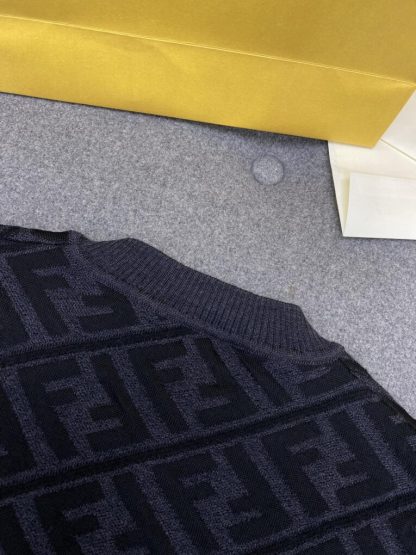 Replica FENDI Men's Jumper Sweater Black wool pullover #3855 - Image 7
