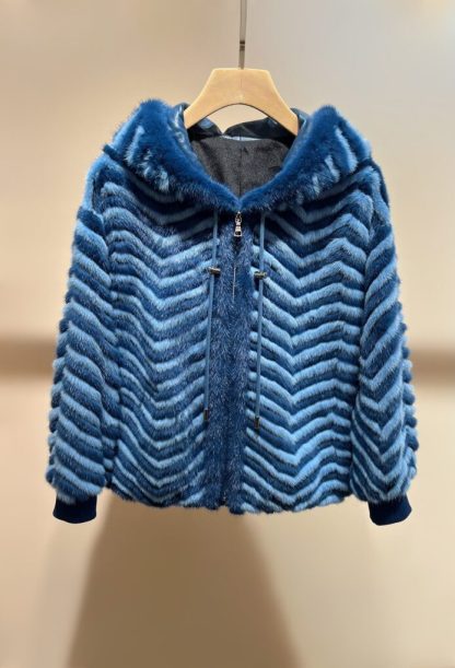 Replica Fendi Blue Mink Jacket For Women 24SS #3785 - Image 2