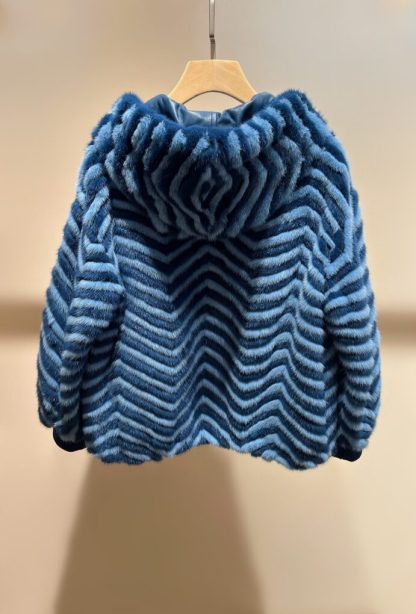 Replica Fendi Blue Mink Jacket For Women 24SS #3785 - Image 3