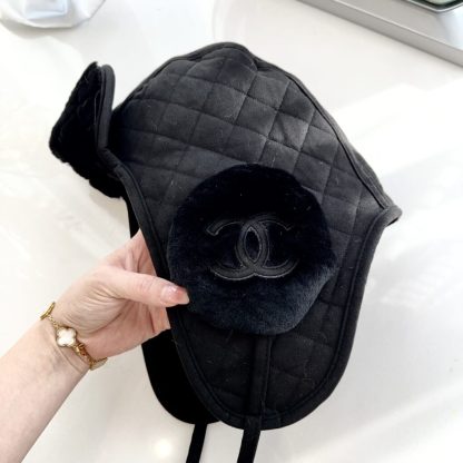 Replica CHANEL Lambskin Skiing Hat Black 2025 #4081 - Image 8