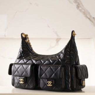 REPLICA CHANEL MAXI HOBO BAG BLACK 2025 #4036