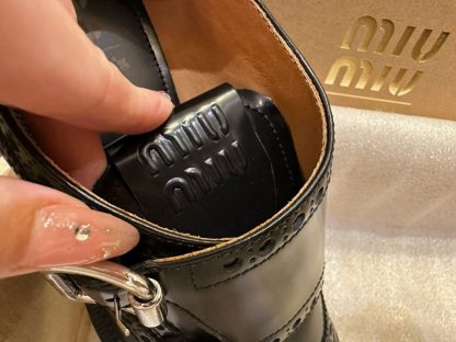 Replica Church's X Miu Miu Brushed Leather Double Monk Brogue Shoes #4029 - Image 15