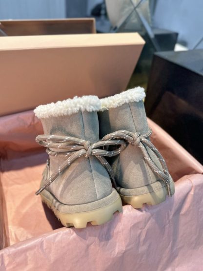 Replica Miu Miu Suede booties Beige #4023 - Image 15