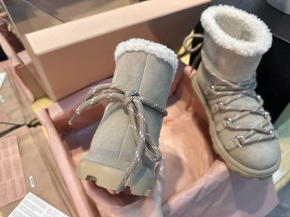 Replica Miu Miu Suede booties Beige #4023 - Image 7