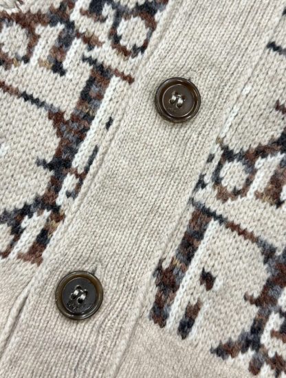 Replica Dior Oblique Cardigan Sweater With Buttons Beige and Brown Virgin Wool Jacquard #3980 - Image 15