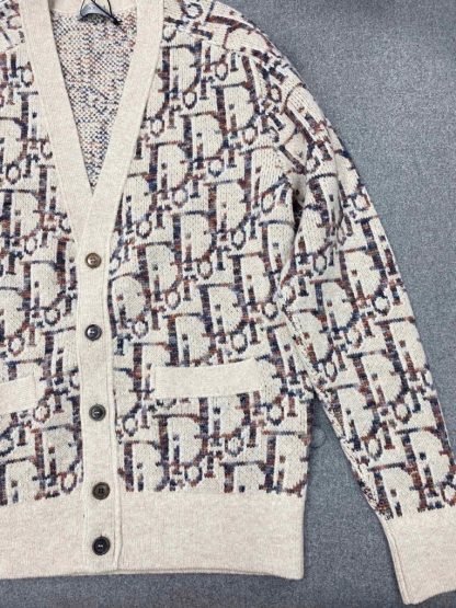 Replica Dior Oblique Cardigan Sweater With Buttons Beige and Brown Virgin Wool Jacquard #3980 - Image 5