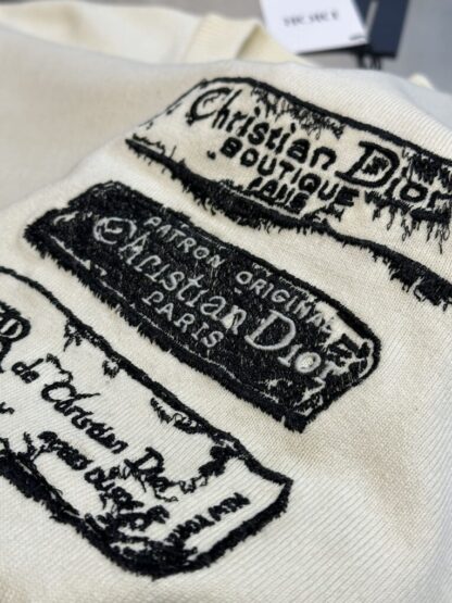 Replica Dior Archives Labels Sweater For Men White Wool Jersey #4110 - Image 9