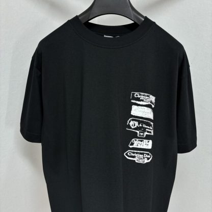 Replica Dior Men's Archives Labels T-Shirt Relaxed Fit Black #4073 - Image 3