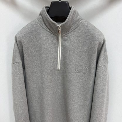 Replica Dior Men's CD Icon Half-Zip Sweatshirt Grey #4003 - Image 3