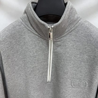 Replica Dior Men's CD Icon Half-Zip Sweatshirt Grey #4003 - Image 5