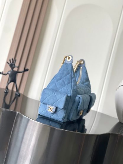 REPLICA CHANEL MAXI HOBO BAG BLUE DENIM 2025 #4046 - Image 3
