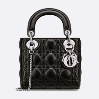 Replica Dior Mini Lady Dior Bag Black Cannage Lambskin #4150