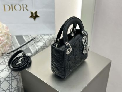 Replica Dior Mini Lady Dior Bag Black Cannage Lambskin Sliver #4150 - Image 9