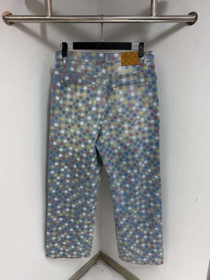 Replica Louis Vuitton Damier Denim Wide-Leg Pants 1AHBMK 2025 #4172 - Image 3