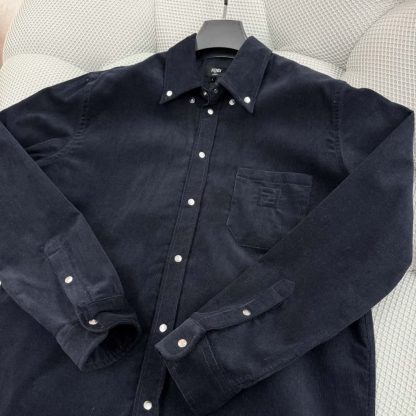 Replica FENDI Blue corduroy shirt For Men 2025SS #4192 - Image 5