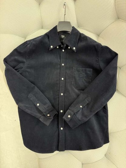 Replica FENDI Blue corduroy shirt For Men 2025SS #4192 - Image 8