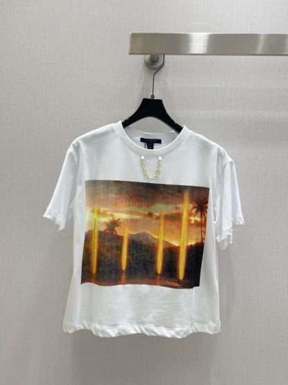 Replica Louis Vuitton x Laurent Grasso Print T-Shirt Women 1AHINK