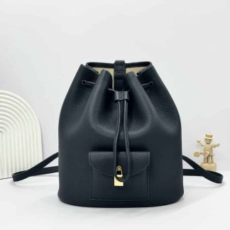 Replica Loro Piana Extra Drawstring backpack L27 Blue Navy Calfskin